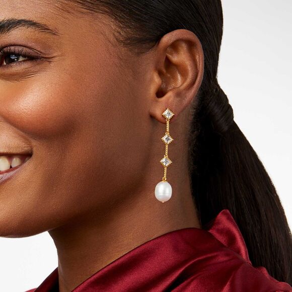 Brand New. $165 Julie Vos Noel Pearl Statement Earring color: gold/ivory - Picture 2 of 4